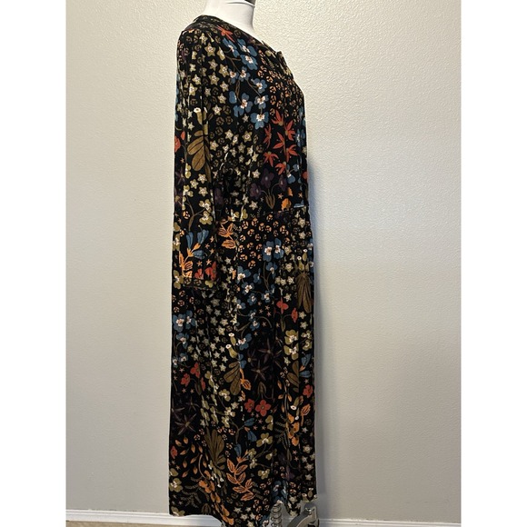 Gudrun Sjoden Dress Katla Black Floral Velour Maxi Midi Dress Size XXL - Picture 7 of 14